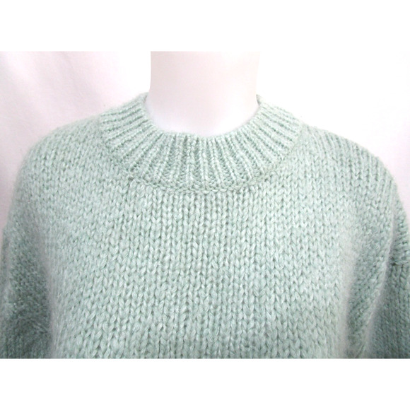 EUC! Zara Mint Green Thick Crew Neck Oversize Sweater Women Sz M - Picture 6 of 8